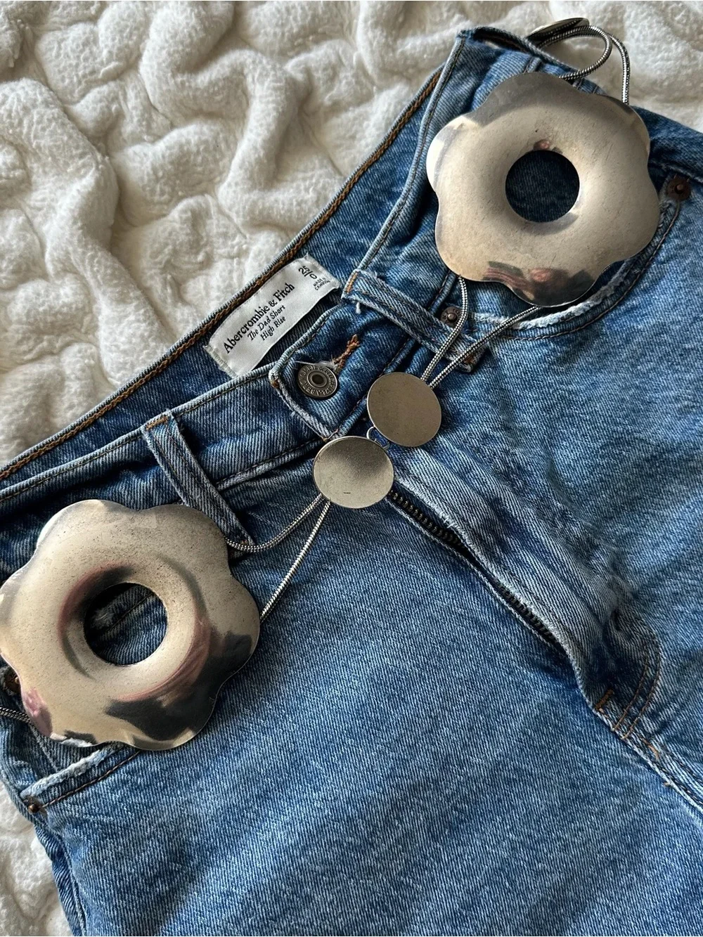 Zara Chunky Silver Floral Belt with Hook Clasp